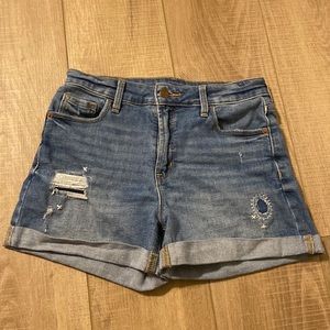 Old Navy blue high rise jean shorts secret slim pockets size 2